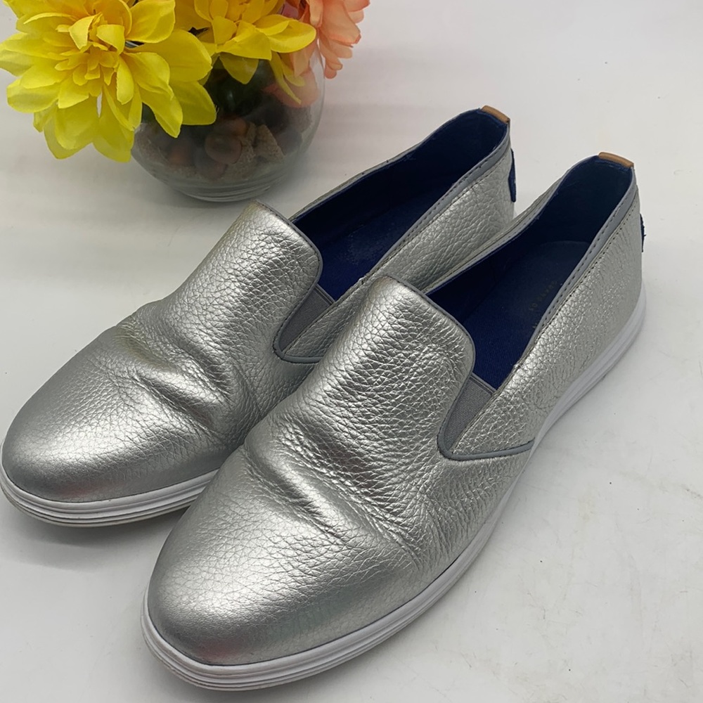 Silver Slip-On Women's Shoes